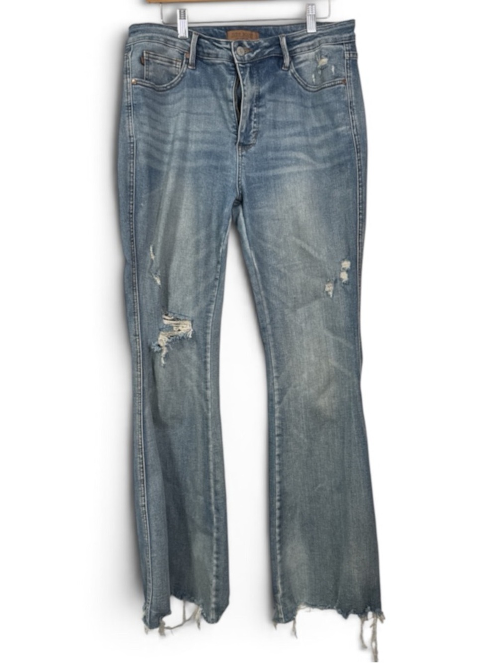 Judy Blue Faded Blue Distressed Flare Jeans #752